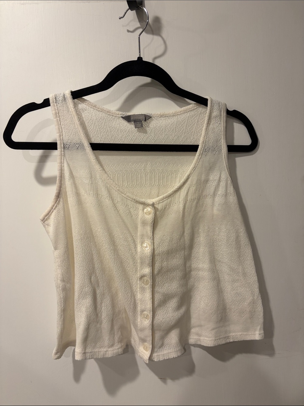 Rubbish Lightweight Ivory Button-Front Knit Tank Top size S sleeveless